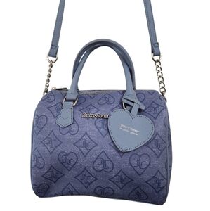 Juicy Couture EUC State Of My Heart Denim Blue Satchel Crossbody Heart Charm